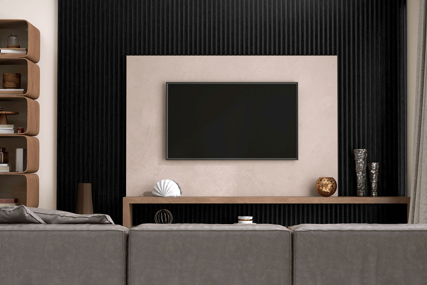 Akustik Wandpaneele Eiche Schwarz